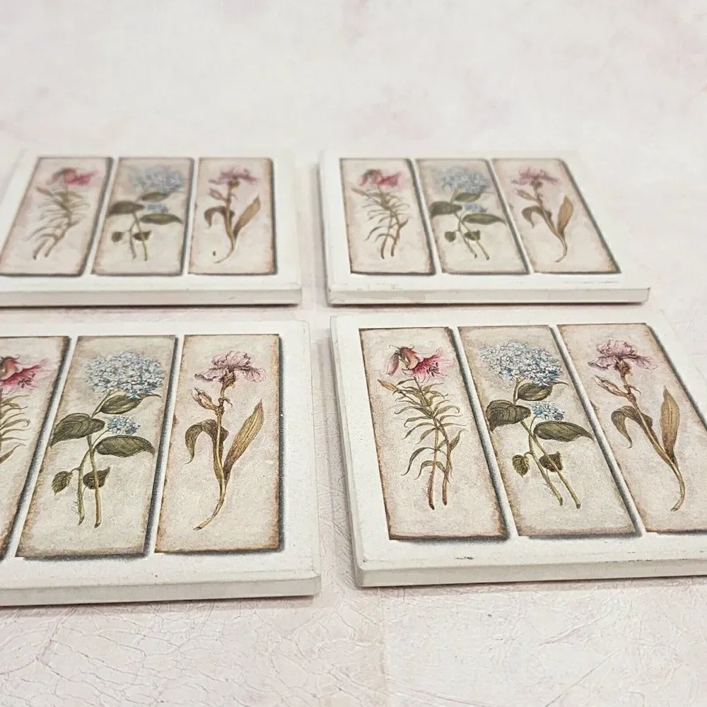 Vintage‎ Flower Themed Coasters Spring Decor Cork Backed